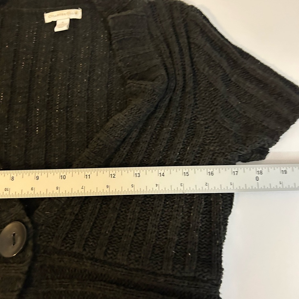 Charter Club Black one-button Short Sleeve Cardigan - Picture 5 of 7